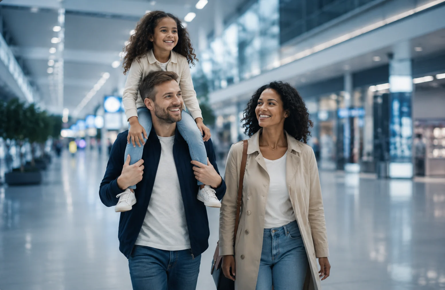 Travelers moving through a modern identity checkpoint using passports and a digital credential