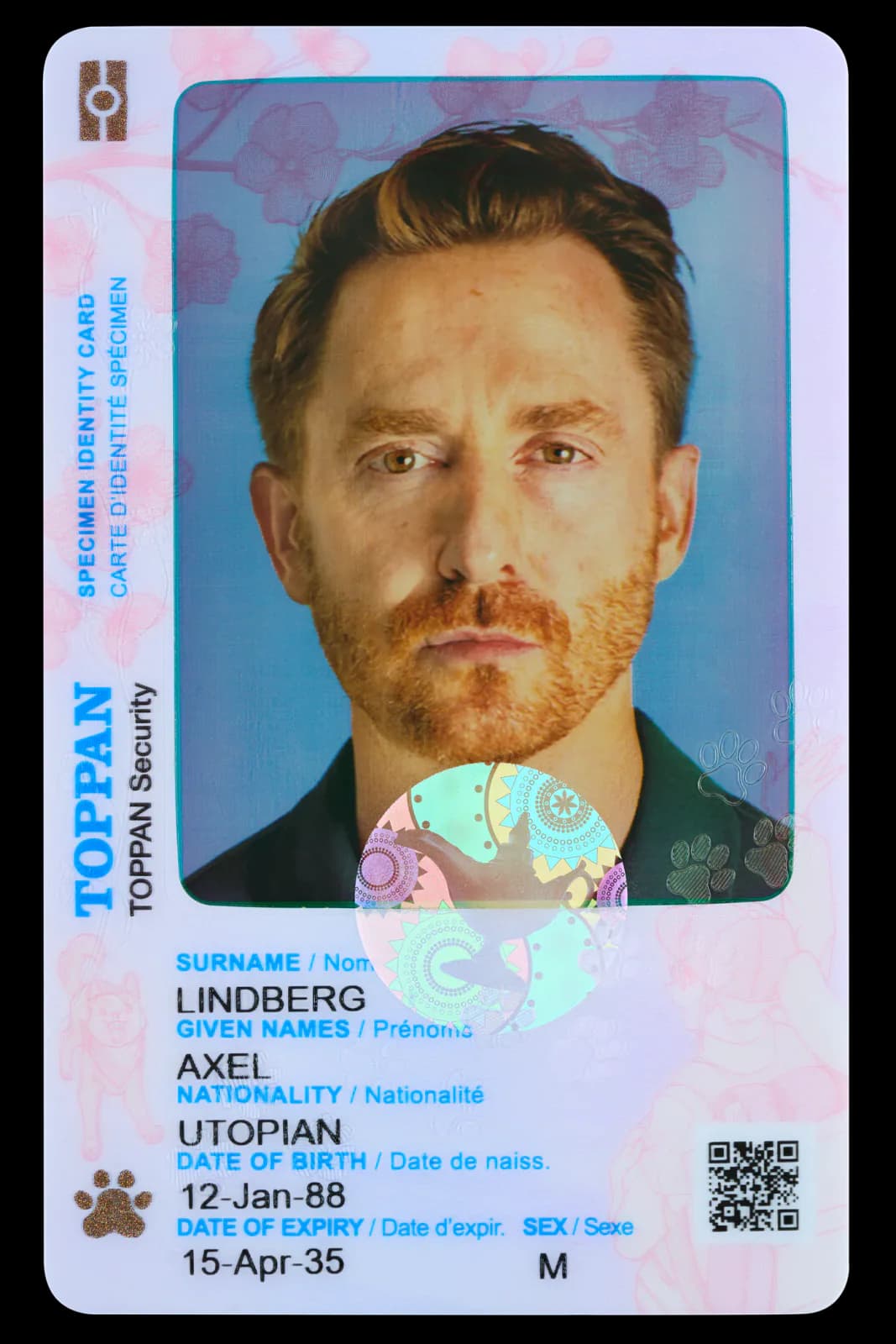 Full-colour CHROMA identity card specimen