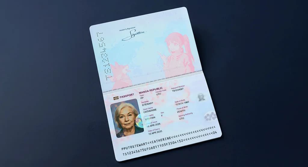 Polycarbonate passport data page with laser-engraved personalisation