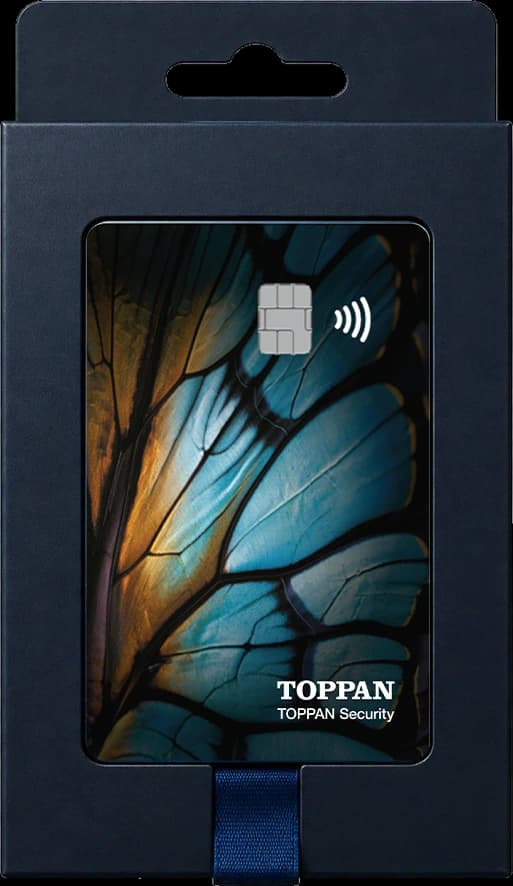 TOPPAN Security payment card presented in a branded carrier