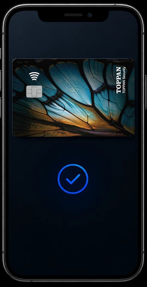 TOPPAN Security digital payment card displayed on a phone